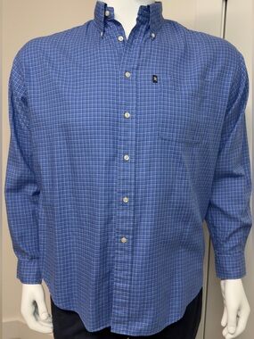 Tommy Hilfiger Blue Plaid Button Down Shirt Large